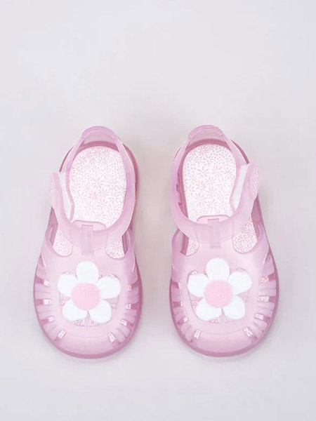DONSJE童鞋品牌2022春夏粉色透明纯色时尚休闲沙滩韩版学院花朵气质款个性百搭凉鞋