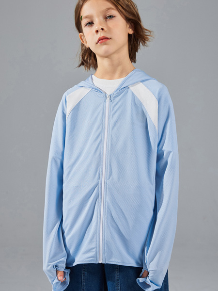 童装品牌2022夏季蓝色运动户外防晒外套