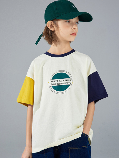 植木森系童装品牌2022夏季撞色韩版学院潮流T恤