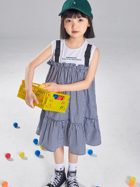 植木森系童装品牌2022夏季韩版森系木耳边假两件无袖连衣裙