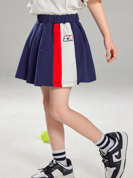 植木森系童装品牌2022夏季撞色韩版学院条纹半身裙