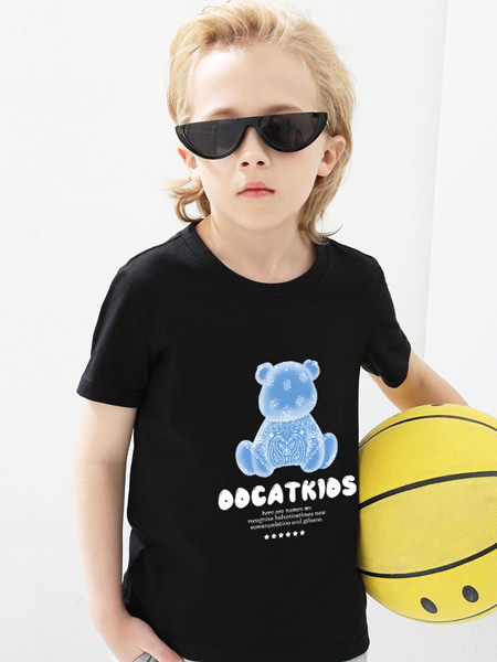 童装品牌2022夏季小熊印花嘻哈T恤