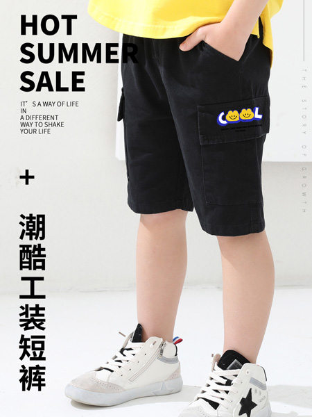 童装品牌2022夏季工装风口袋盖个性裤子