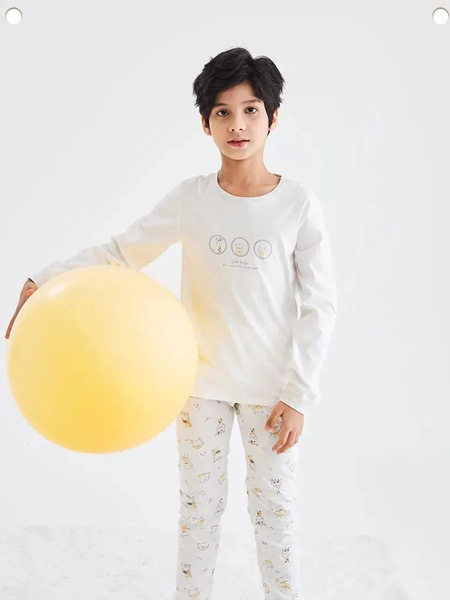 拉比童装品牌2022夏季白色圆领贴身柔软舒适套装