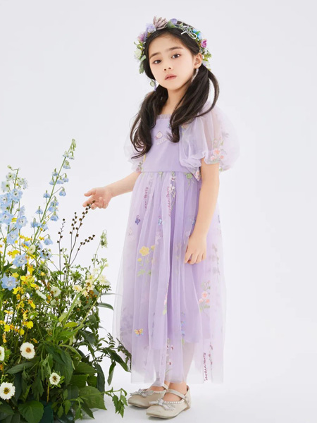ULLU 优露童装品牌2022夏季韩版公主灯笼袖连衣裙