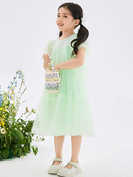 童装品牌2022夏季韩版气质圆领连衣裙