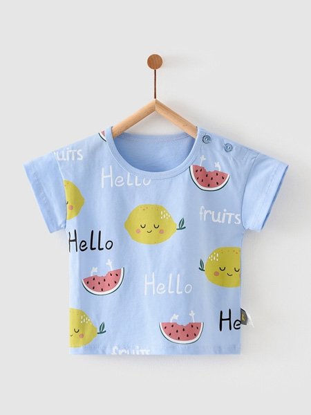童泰童装品牌2022夏季圆领字母可爱T恤