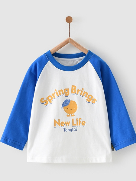 童装品牌2022春夏橙子印花字母T恤