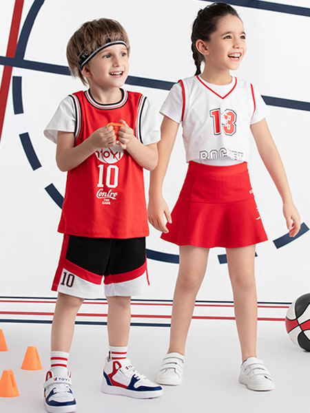 TOYI童装品牌2022夏季运动风字母篮球服套装