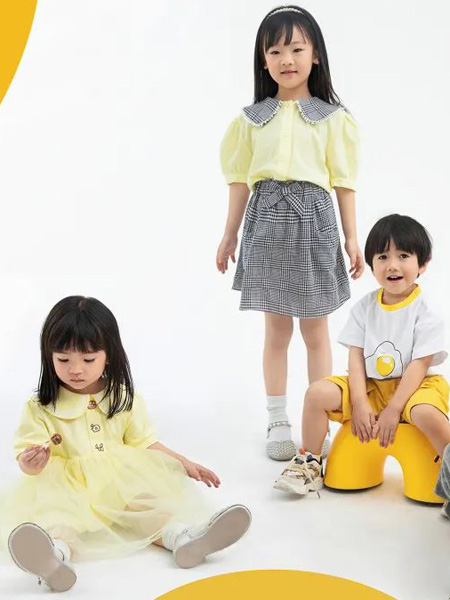 童装品牌2022夏季娃娃领网纱蓬蓬连衣裙