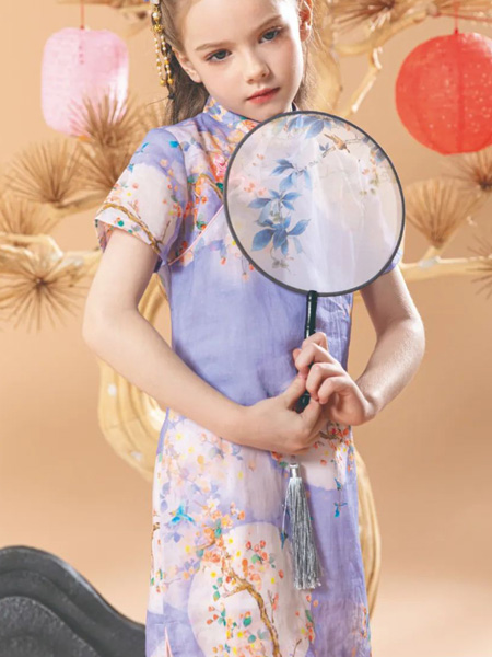 常春藤童装品牌2022夏季中国风气质款淑女旗袍