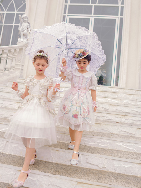 小象Q比（江西）童裝品牌2022夏季蝴蝶結娃娃領洛麗塔公主裙