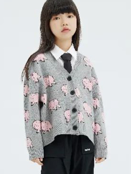 童装品牌2022秋季韩版淑女学院风图案针织衫