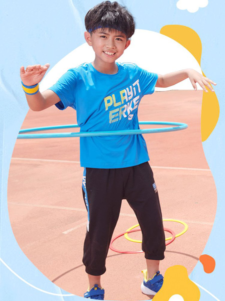 尔克儿童童装品牌2022夏季运动图案字母学院风套装