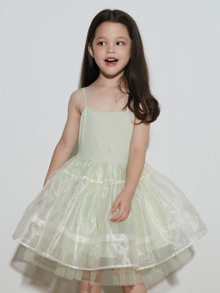 Qimoo童装品牌2022春夏法式赫本风可爱甜美吊带公主裙