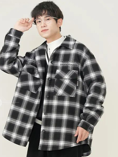 KK少年童装品牌2022秋冬格子厚款长袖韩版外套