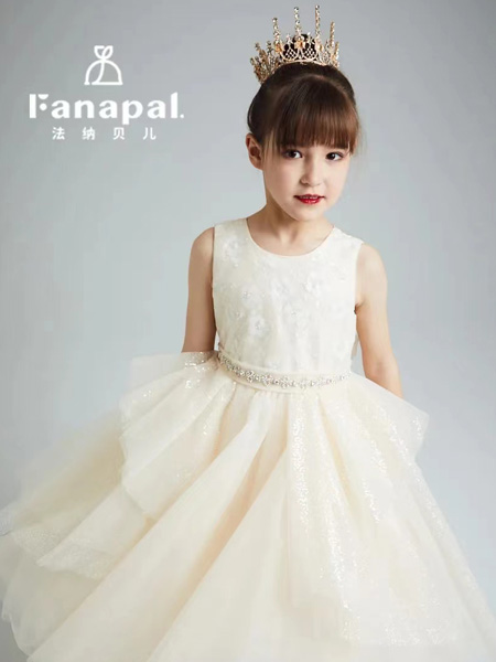 法纳贝儿童装品牌2022秋季韩版公主无袖蕾丝蓬蓬裙