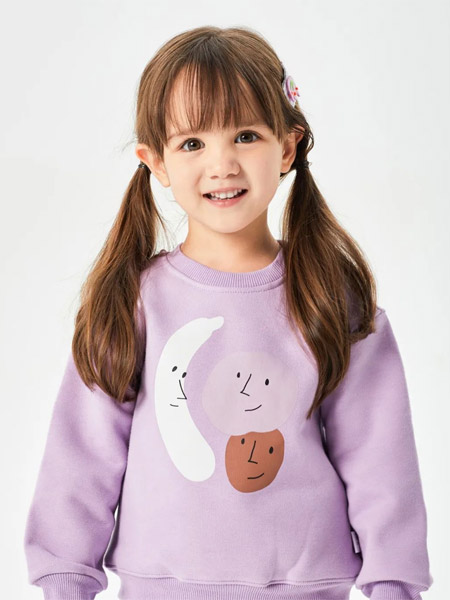 米乐熊、莫菲鱼童装品牌2022秋季紫色可爱卫衣