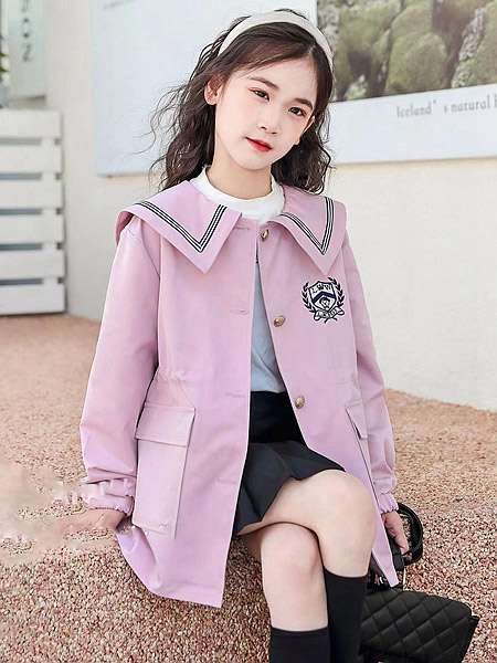 童装品牌2022秋季紫色宽松外套