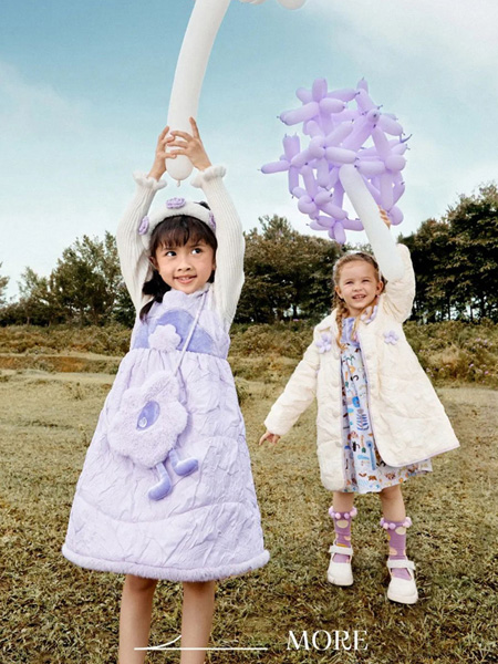童装品牌2022秋季紫色连衣裙