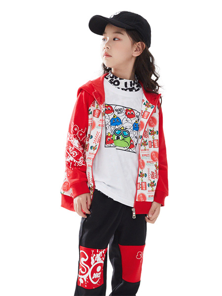 甜心鸭子童装品牌2022秋季红色运动外套