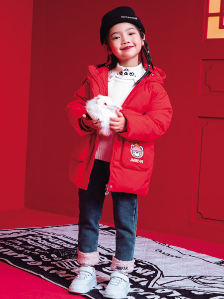杰米熊童装品牌2022冬季红色时尚服饰