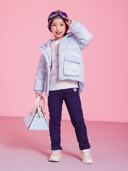 杰米熊童装品牌2022冬季大口袋蓝色羽绒