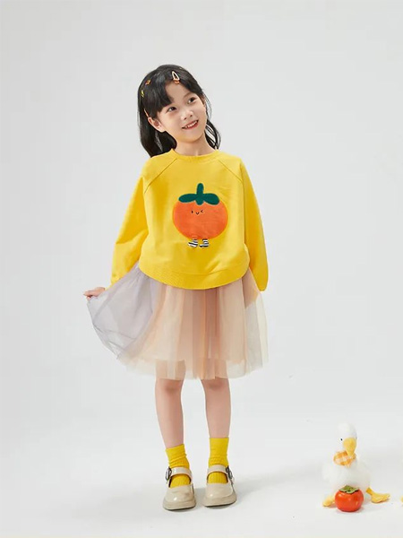 迪迪鹿童装品牌2022冬季黄色小橙子上衣