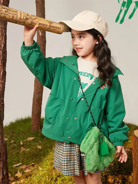 迪迪鹿童装品牌2022冬季绿色工装外套