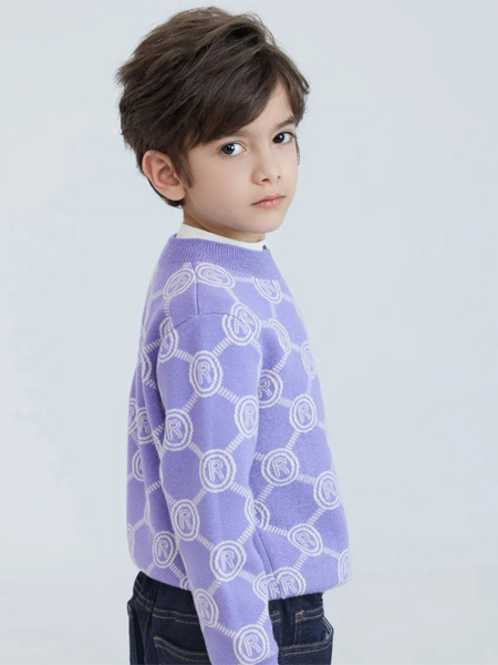 瑞比克童装品牌2022秋冬紫色印花套头衫