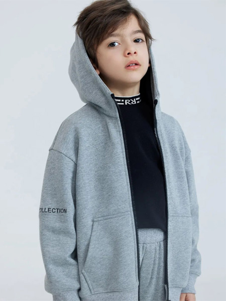 瑞比克童装品牌2022秋冬灰色纯棉外套