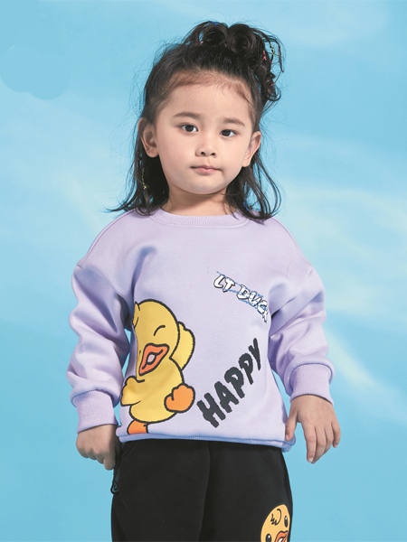 小黄鸭（江苏）童装品牌2022秋季紫色纯棉卫衣