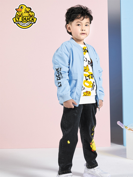 小黄鸭（江苏）童装品牌2022秋季蓝色立领外套