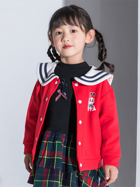 巴布豆（江苏）童装品牌2022秋季红色甜美感外套