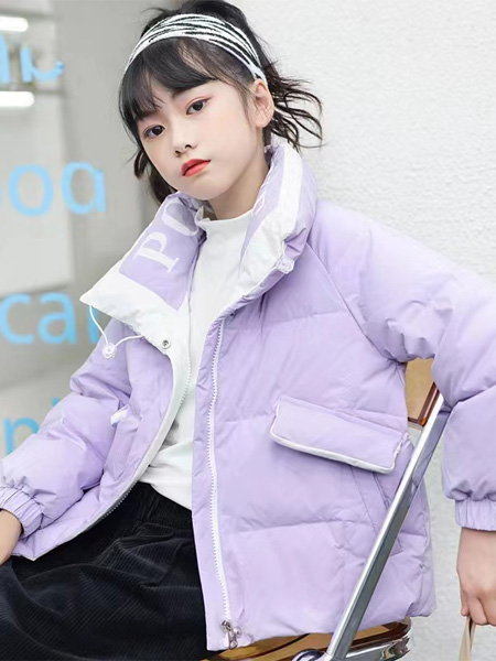 猫咪精灵童装品牌2022冬季梦幻紫色羽绒大衣