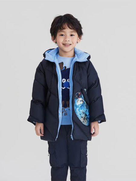 童装品牌2022冬季双色两面羽绒外套