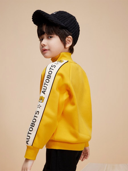一贝皇城童装品牌2022冬季黄色运动上衣
