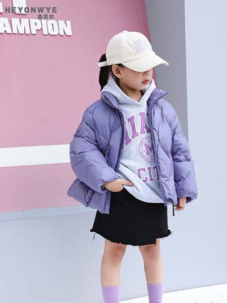 康衣儿童装品牌2022冬季紫色休闲立领羽绒外套