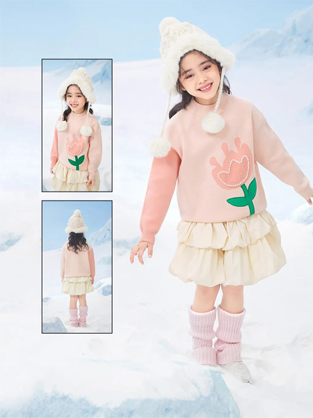 迪迪鹿童装品牌2022冬季趣味甜美针织上衣