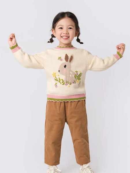 马克珍妮童装品牌2022冬季小兔子针织上衣