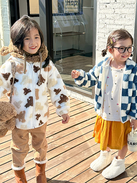 GAP童装品牌2022冬季趣味提花羊羔外套