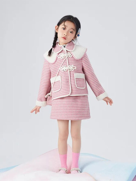 MCMK玛卡西童装品牌2022秋冬粉色小相逢针织套装