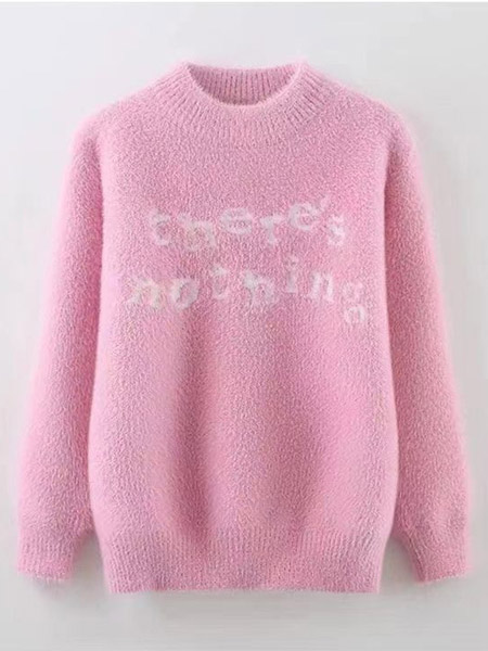童装品牌2022冬季保暖甜美粉色毛衫