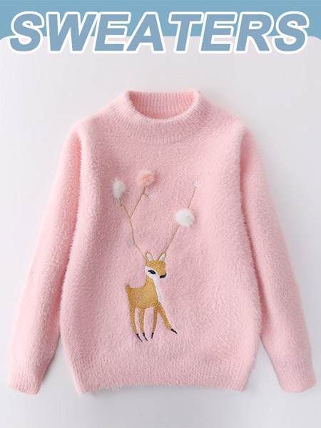 童装品牌2022冬季甜美可爱小鹿毛衫