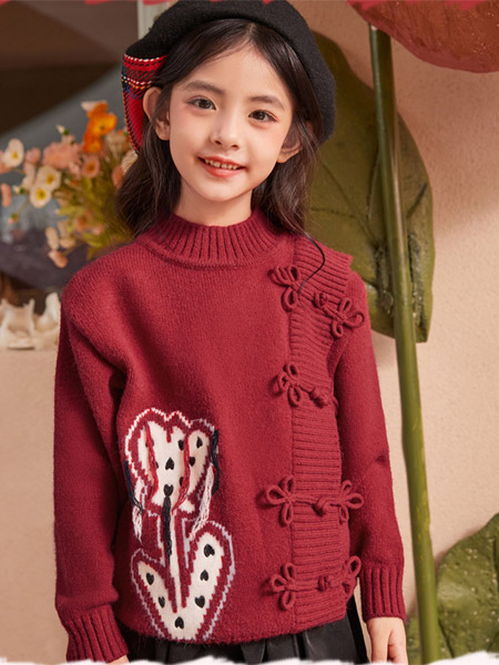 爱法贝童装品牌2022冬季复古中国风针织毛衫