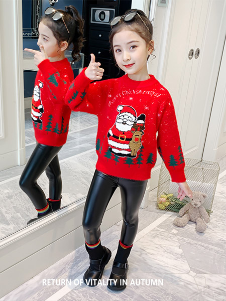 童装品牌2022冬季时尚圣诞老人毛衫
