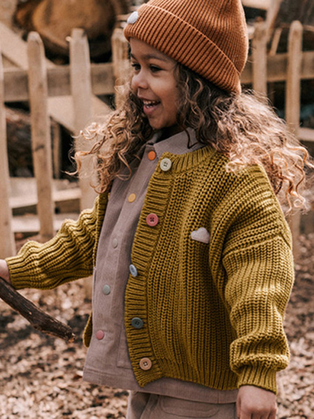 Qtools童装品牌2022冬季羊毛针织保暖外套