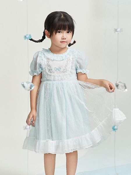 红蜻蜓儿童童装品牌2024春季荷花袖可爱风连衣裙