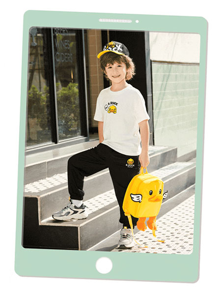 B.Duck小黄鸭童装品牌2024春夏 卡通白T恤