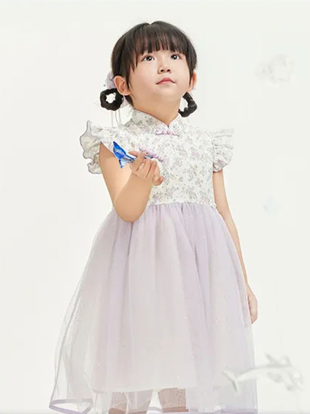 红蜻蜓儿童童装品牌2024春夏花边国风公主纱裙